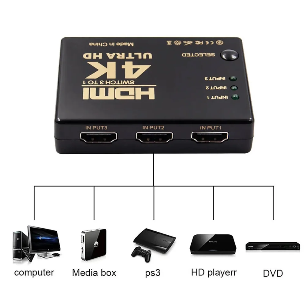 Imagem 3 de 4 do produto Switch Distribuidor HDMI 3 Entradas X 1 Saída 4k.