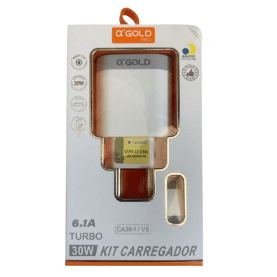 Kit Carregador Ultra Rápido Carga Turbo V8 6.1amperes 30wts  Ca39-1