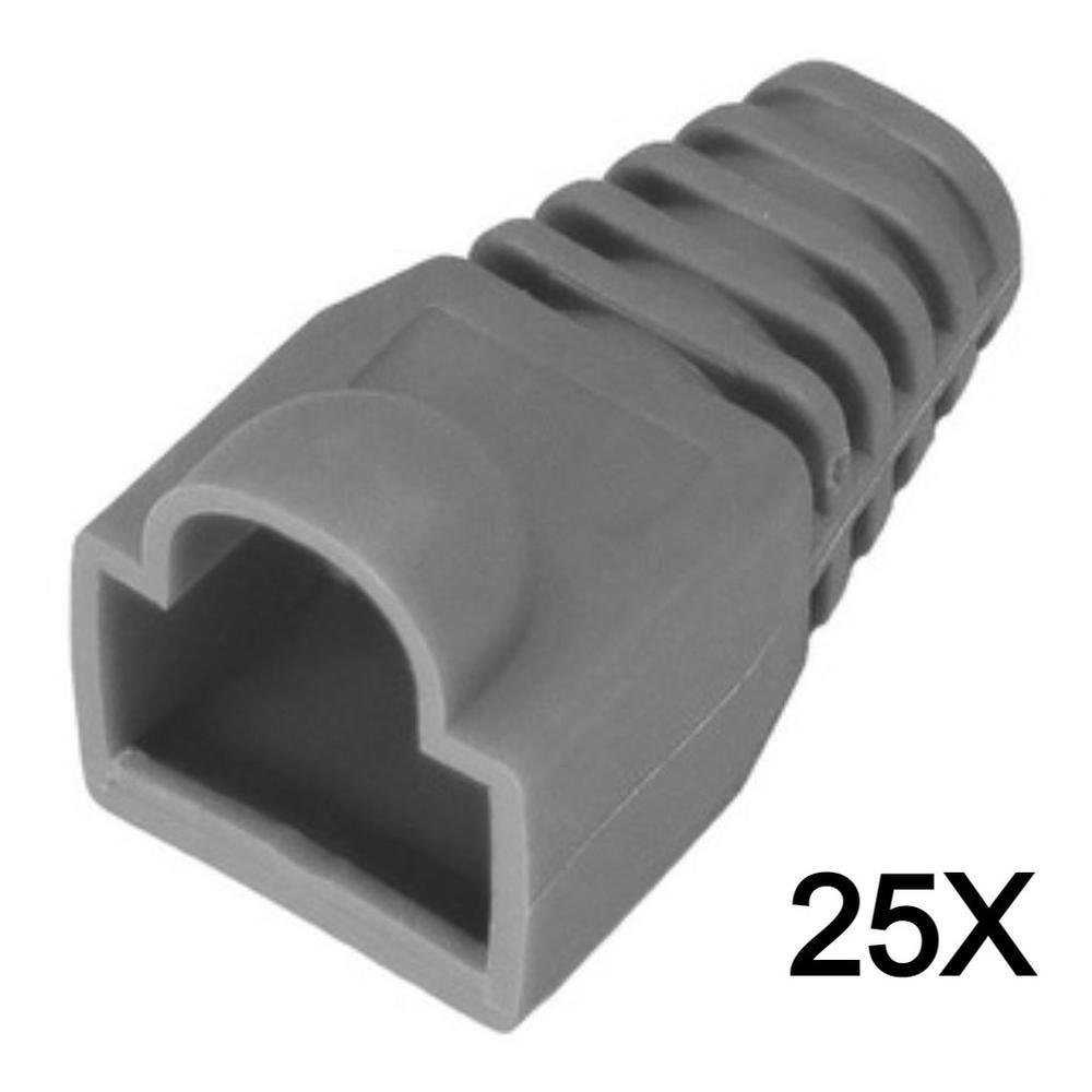 Imagem 2 de 3 do produto 25x Capa Protetora Conector Rj45 Boot Snap In Plug Cat5/cat6 Cor:cinza