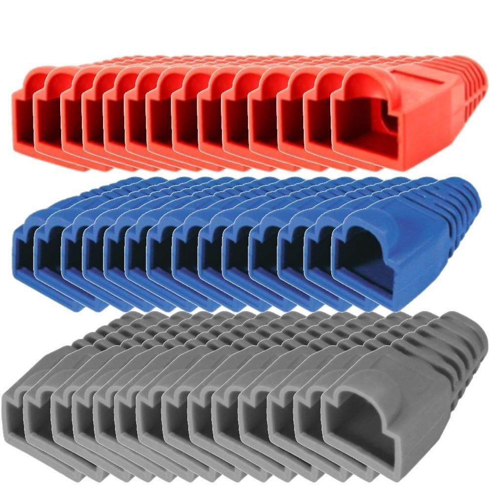 Imagem 1 de 4 do produto 25x Capa Protetora Conector Rj45 Boot Snap In Plug Cat5/cat6 Cor:vermelho