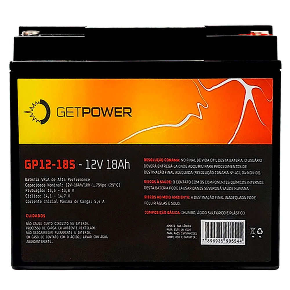 Imagem 3 de 3 do produto Bateria P/ Nobreak Getpower 12v 18ah - Gp12-18s