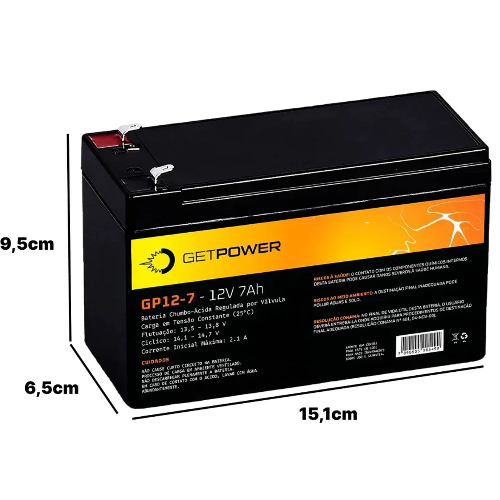 Bateria P/ Nobreak Getpower 12v 7ah - Gp12-7 Bateria P/ Nobreak Getpower 12v 7ah - Gp12-7