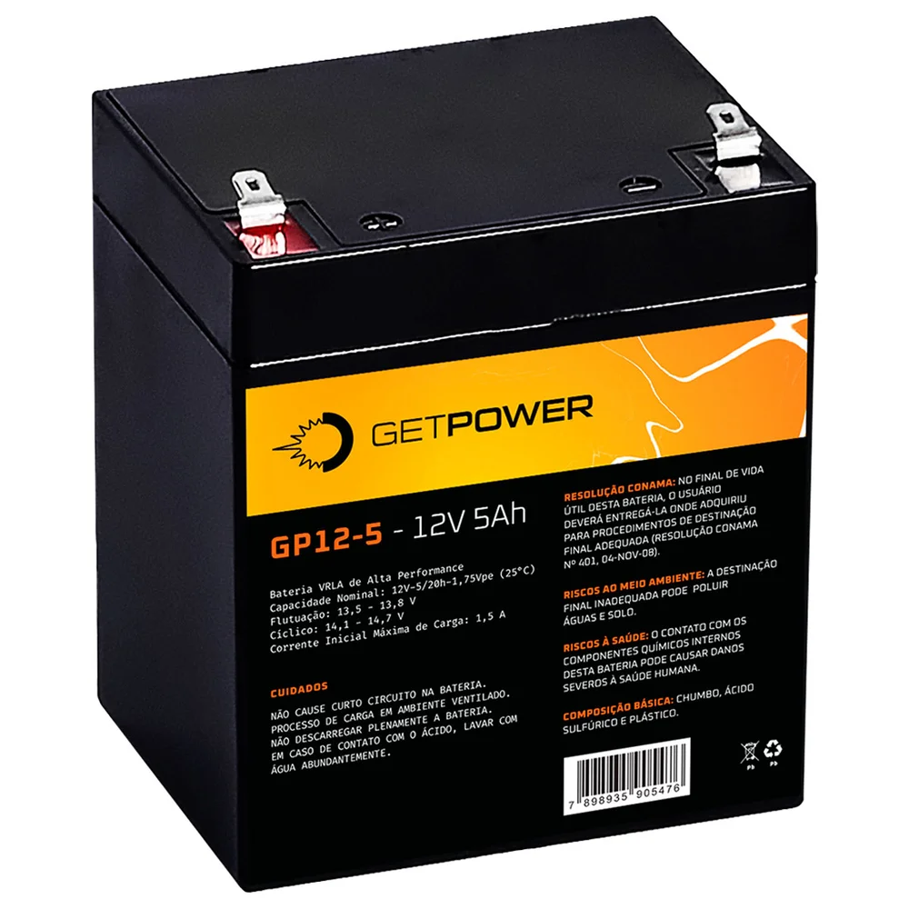 Bateria P/ Nobreak Getpower 12v 5ah - Gp12-5 Bateria P/ Nobreak Getpower 12v 5ah - Gp12-5