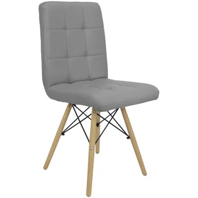 Cadeira Gomos Eiffel Eames Fitz Dublin Estofada Base Madeira - Cinza.
