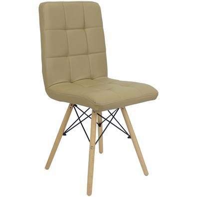 Cadeira Gomos Eiffel Eames Fitz Dublin Estofada Base Madeira - Nude