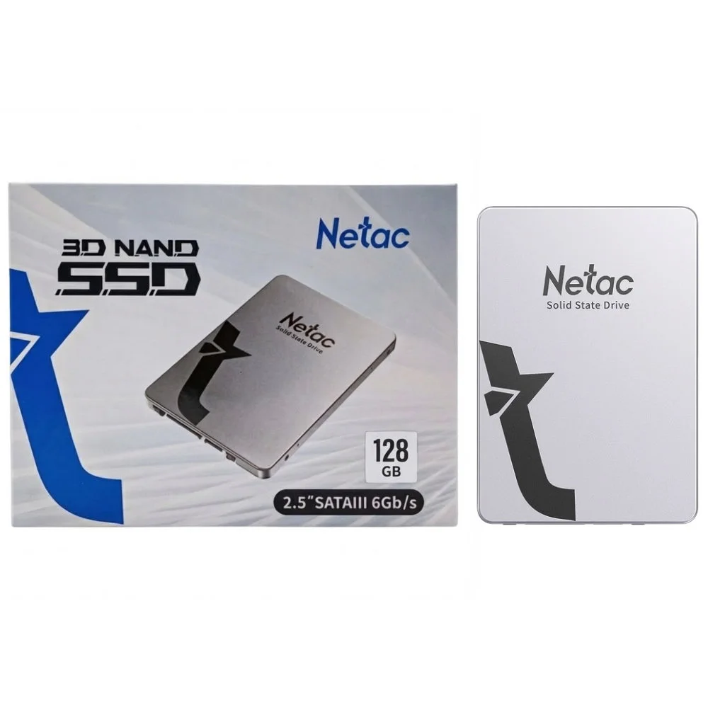 SSD Netac 128GB Sata Iii Leitura 560 Mb/s Gravação 520 Mb/s 3d Nand - Prata
