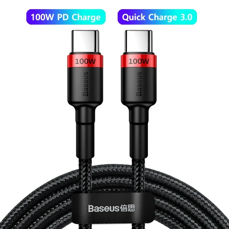 Imagem 1 de 2 do produto Cabo Usb Tipo C Baseus 5n 100w Vermelho Preto 1m