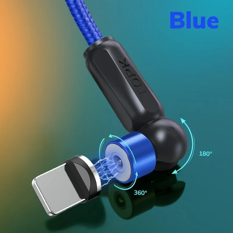 Imagem 1 de 2 do produto Cabo Usb Magnético Tipo C Topk Am68 Azul 1m Para Micro Usb
