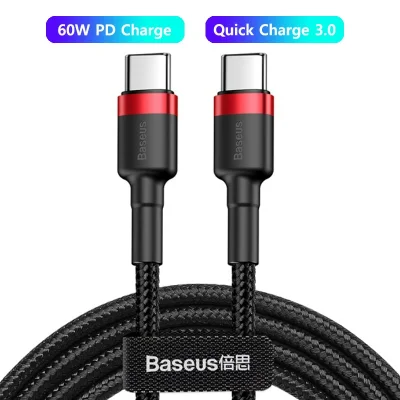 Cabo Usb Tipo C Baseus 5n 60w Vermelho Preto 1m