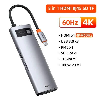 Hub Usb Tipo C Baseus 200 Hub C Usb 8 Em 1