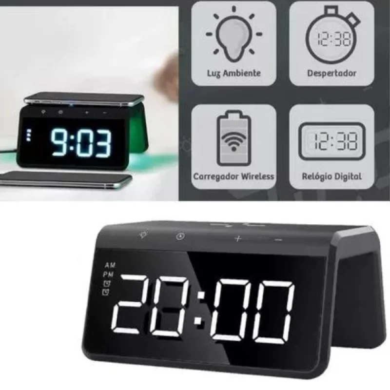 Carregador por Indução + Relógio LED foto 3