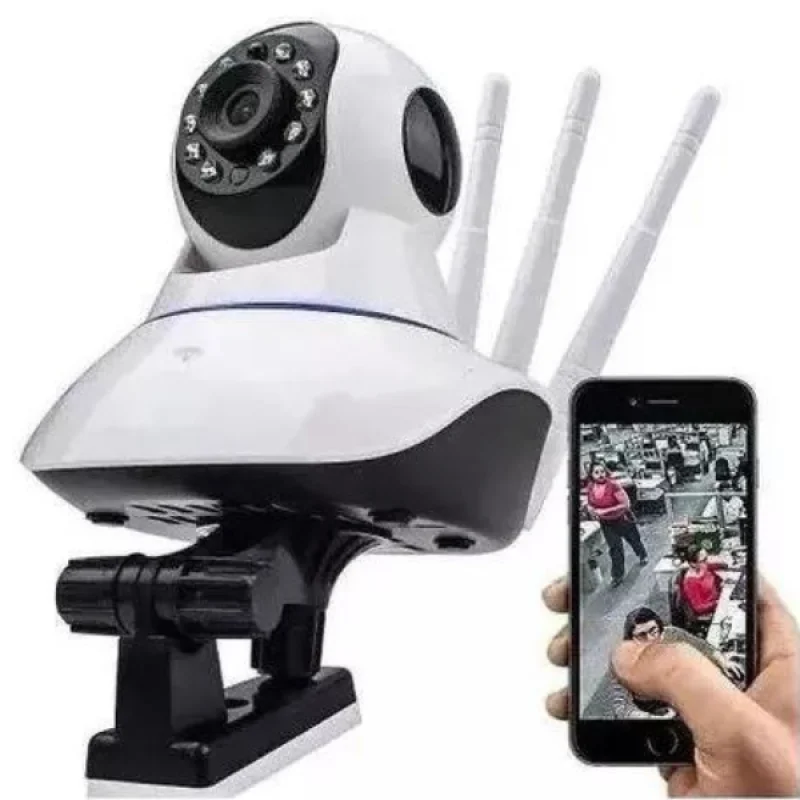 Imagem 5 de 5 do produto Câmera Ip Sem Fio 360° 3 Antenas Hd Wifi Visão Noturna Alarm