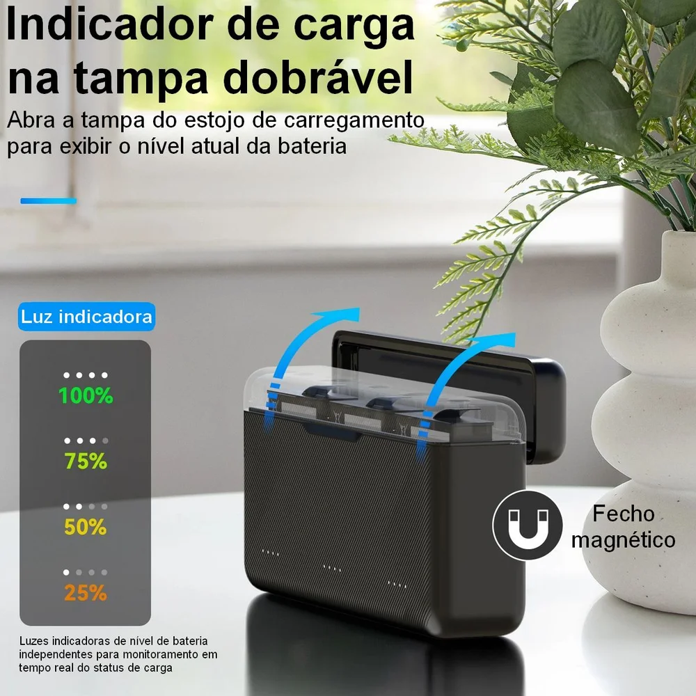 Imagem 5 de 5 do produto Carregador Triplo Para Dji Osmo Action 3 E 4 - Telesin