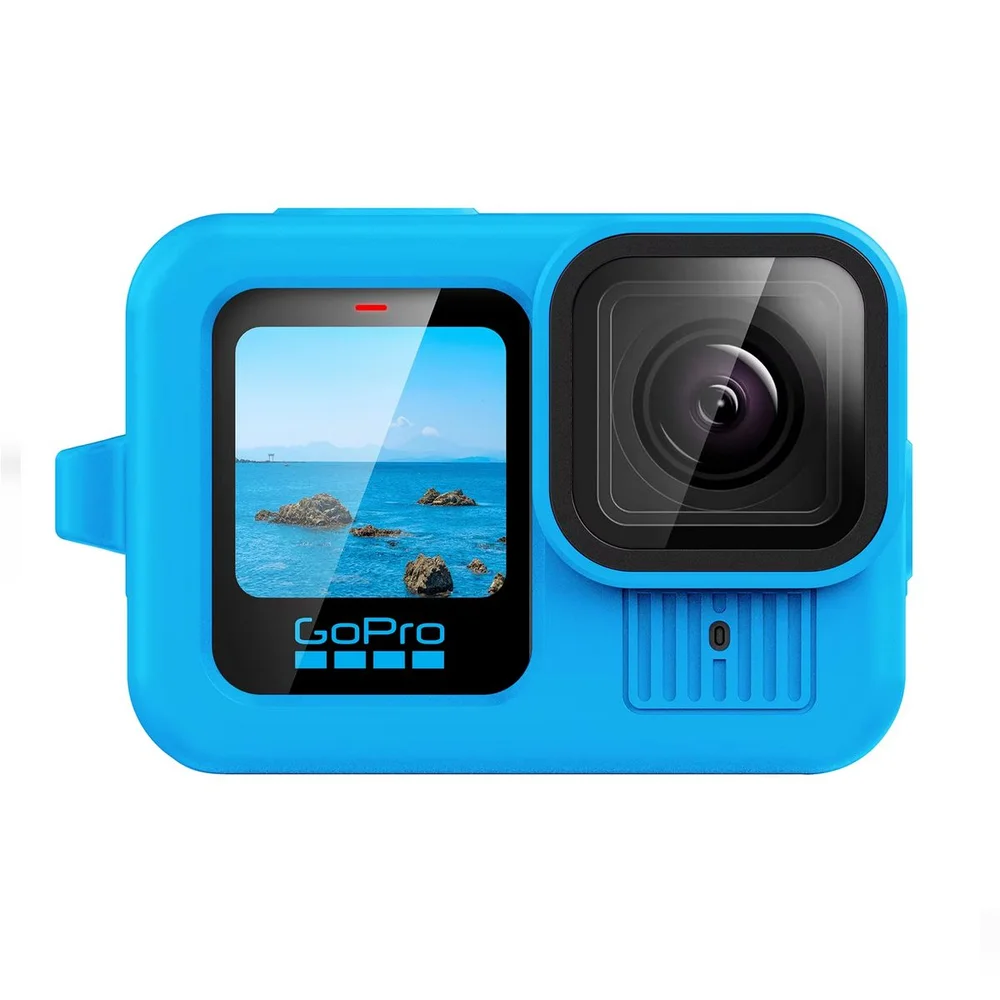 Imagem 2 de 5 do produto Capa Silicone + Tampa Lateral Aberta E Protetor Lente De Gopro 13 Cor:azul