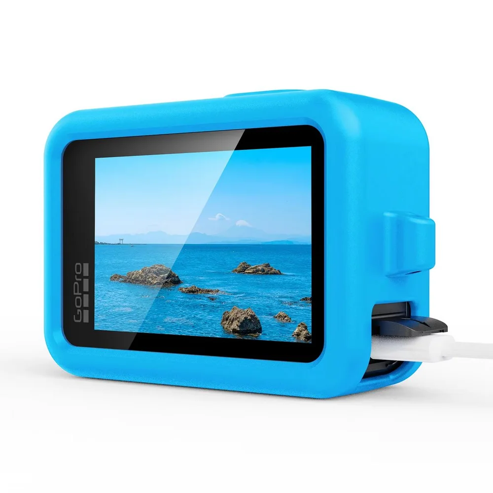 Imagem 3 de 5 do produto Capa Silicone + Tampa Lateral Aberta E Protetor Lente De Gopro 13 Cor:azul