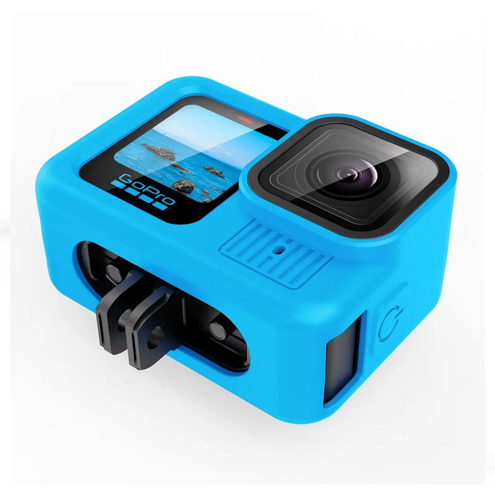 Imagem 4 de 5 do produto Capa Silicone + Tampa Lateral Aberta E Protetor Lente De Gopro 13 Cor:azul