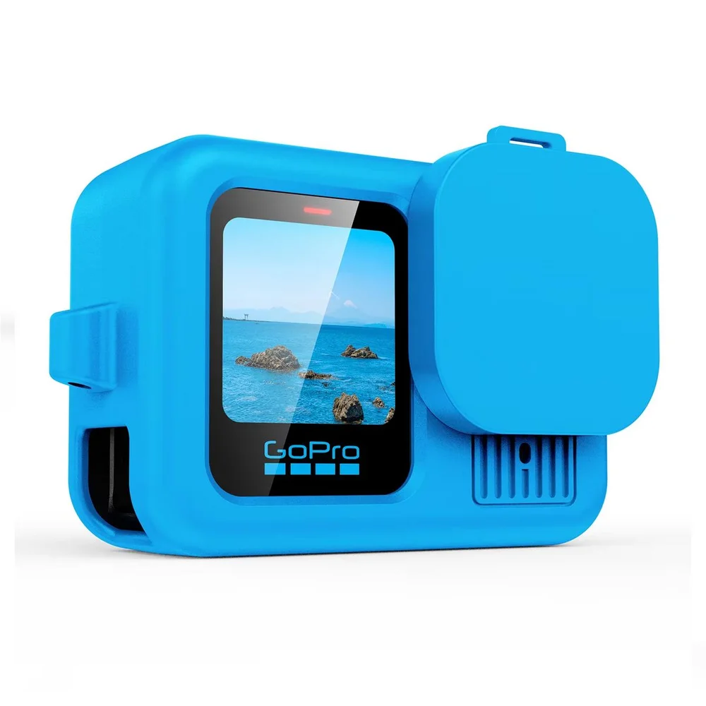 Imagem 5 de 5 do produto Capa Silicone + Tampa Lateral Aberta E Protetor Lente De Gopro 13 Cor:azul