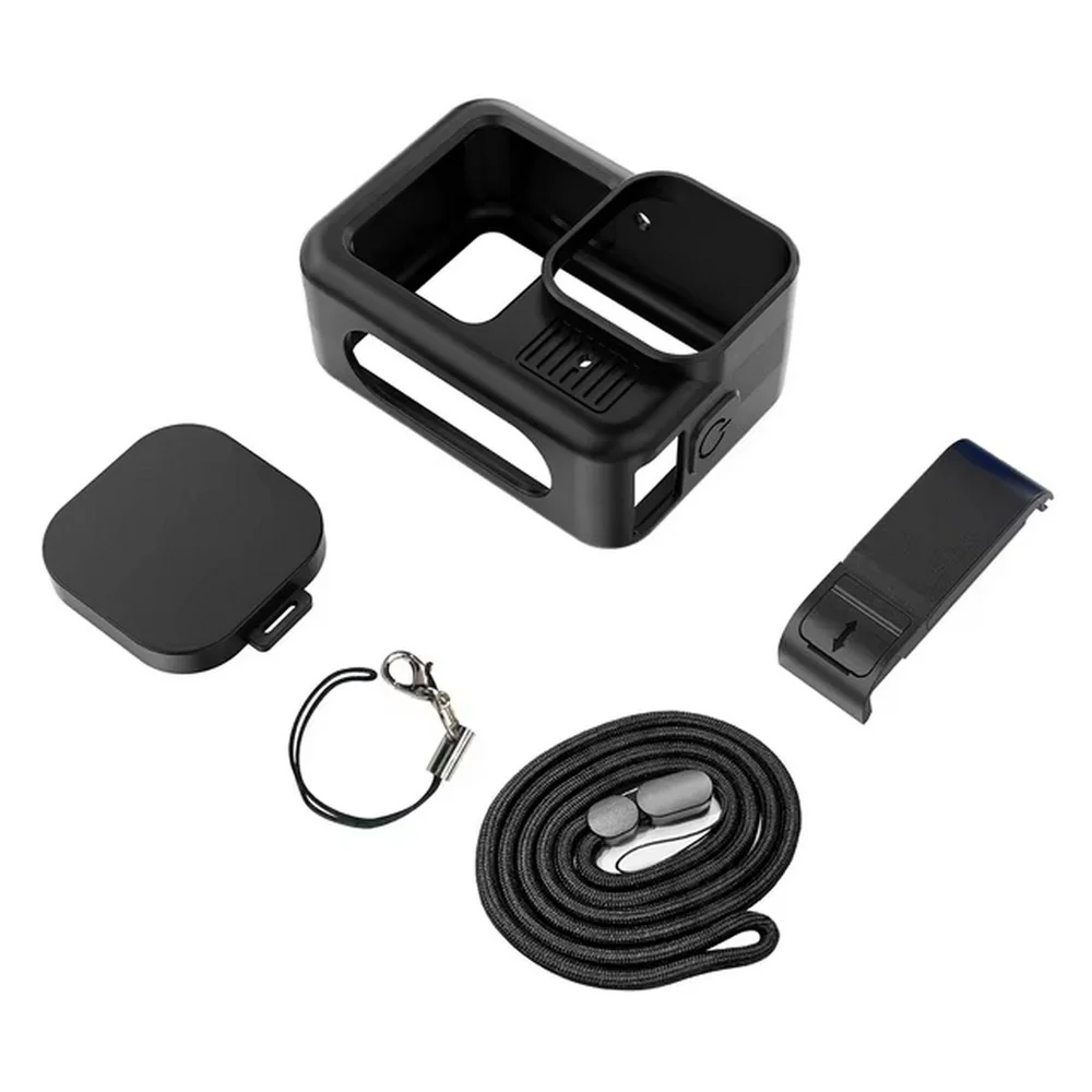 Capa Silicone + Tampa Lateral Aberta E Protetor Lente De Gopro 13 Cor:preto