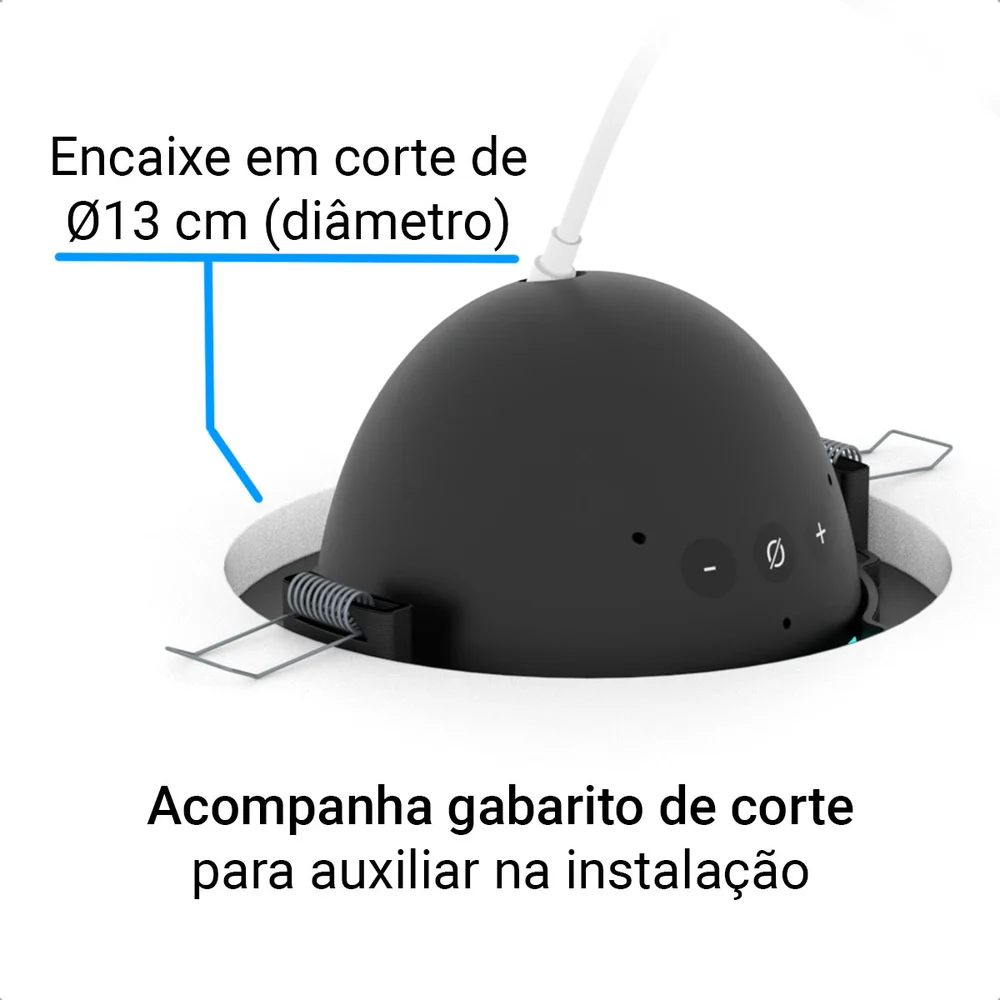 Imagem 5 de 5 do produto Suporte De Embutir No Teto Gesso Redondo Para Alexa Echo Pop Preto.