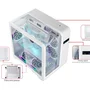 Gabinete Gamer K-mex Aquario Cg-w8ki Cyberpunk White Com Topo De Vidro E Display Digital