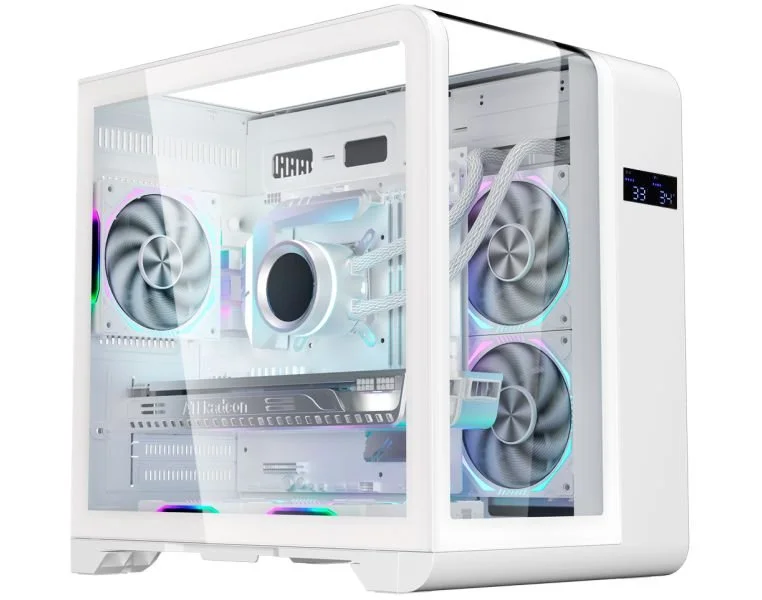 Gabinete Gamer K-mex Aquario Cg-w8ki Cyberpunk White Com Topo De Vidro E Display Digital Gabinete Gamer K-mex Aquario Cg-w8ki Cyberpunk White Com Topo De Vidro E Display Digital