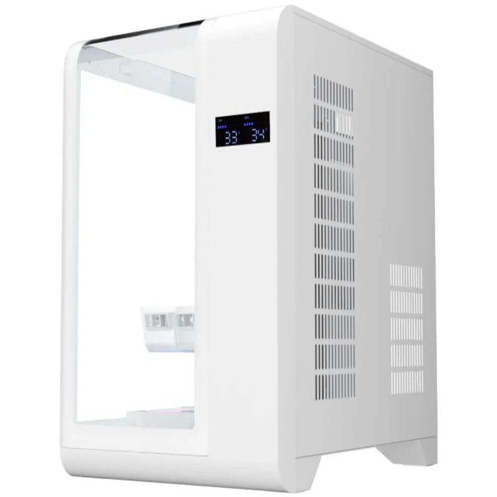 Gabinete Gamer K-mex Aquario Cg-w8ki Cyberpunk White Com Topo De Vidro E Display Digital Gabinete Gamer K-mex Aquario Cg-w8ki Cyberpunk White Com Topo De Vidro E Display Digital