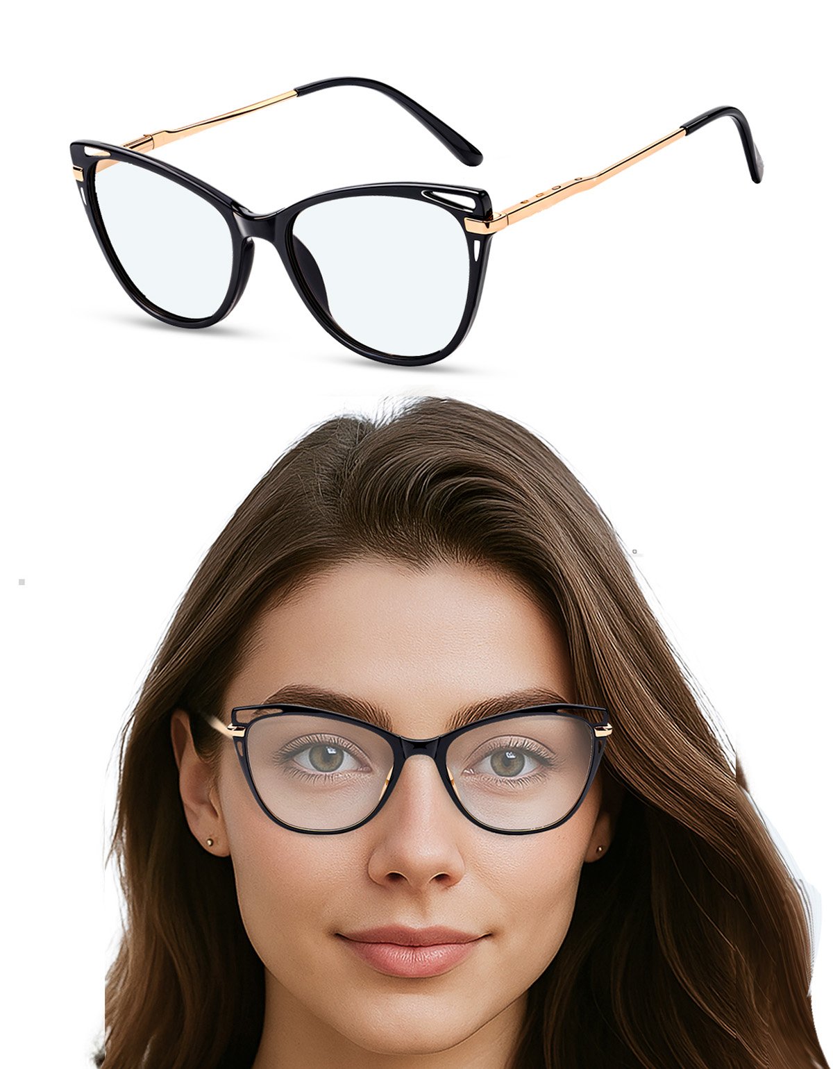 Armação De Óculos Feminino Filtro Luz Azul De Telas Para Leitura Descanço Preto