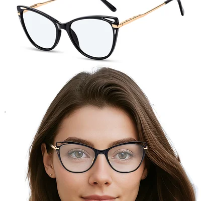 Armação De Óculos Feminino Filtro Luz Azul De Telas Para Leitura Descanço Preto