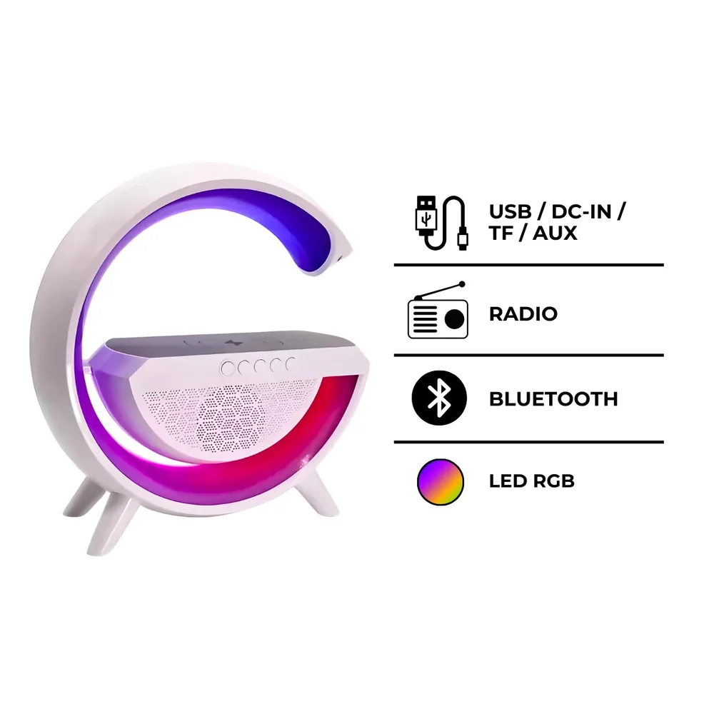 Imagem 2 de 5 do produto Luminária Inteligente Com Caixa De Som E Carregador Indução