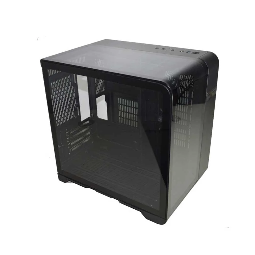 Imagem 2 de 5 do produto Gabinete Gamer K-mex Aquario Cg-48ki Cyberpunk Preto Com Topo De Vidro E Display Digital