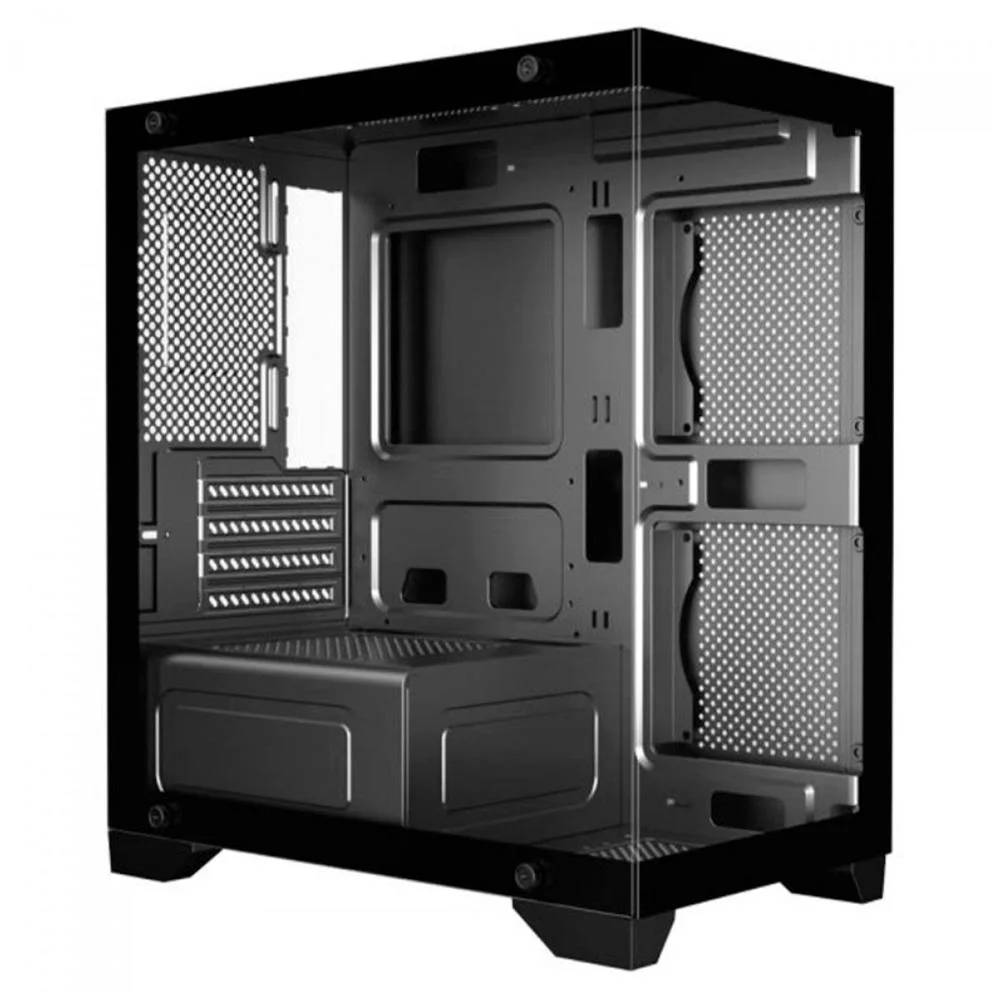 Gabinete Gamer K-mex Poseidon Ii Mid Tower Micro Atx Vidro Temperado Usb 3.2 S/ Fan - Preto