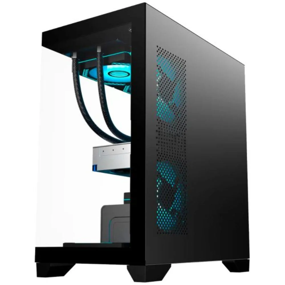 Imagem 2 de 5 do produto Gabinete Gamer K-mex Poseidon Ii Mid Tower Micro Atx Vidro Temperado Usb 3.2 S/ Fan - Preto