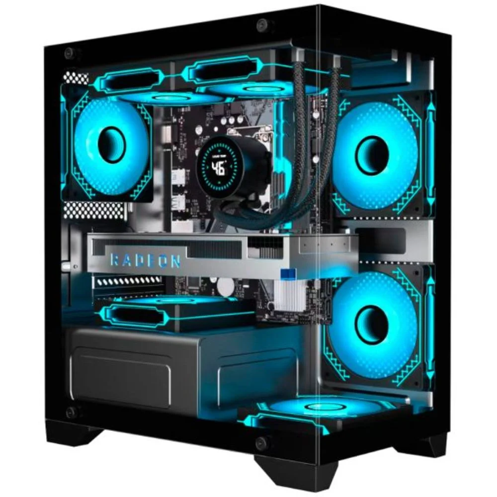 Imagem 3 de 5 do produto Gabinete Gamer K-mex Poseidon Ii Mid Tower Micro Atx Vidro Temperado Usb 3.2 S/ Fan - Preto