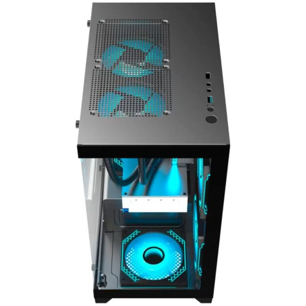 Imagem 4 de 5 do produto Gabinete Gamer K-mex Poseidon Ii Mid Tower Micro Atx Vidro Temperado Usb 3.2 S/ Fan - Preto