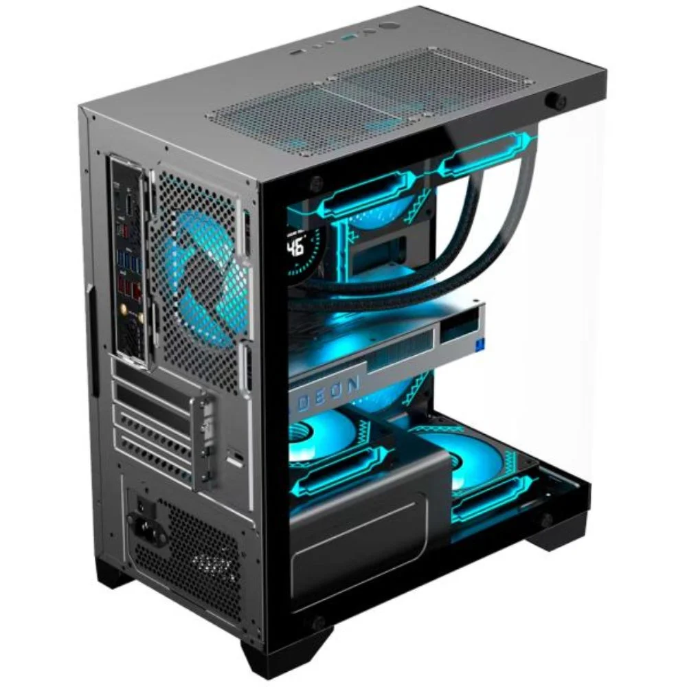Imagem 5 de 5 do produto Gabinete Gamer K-mex Poseidon Ii Mid Tower Micro Atx Vidro Temperado Usb 3.2 S/ Fan - Preto