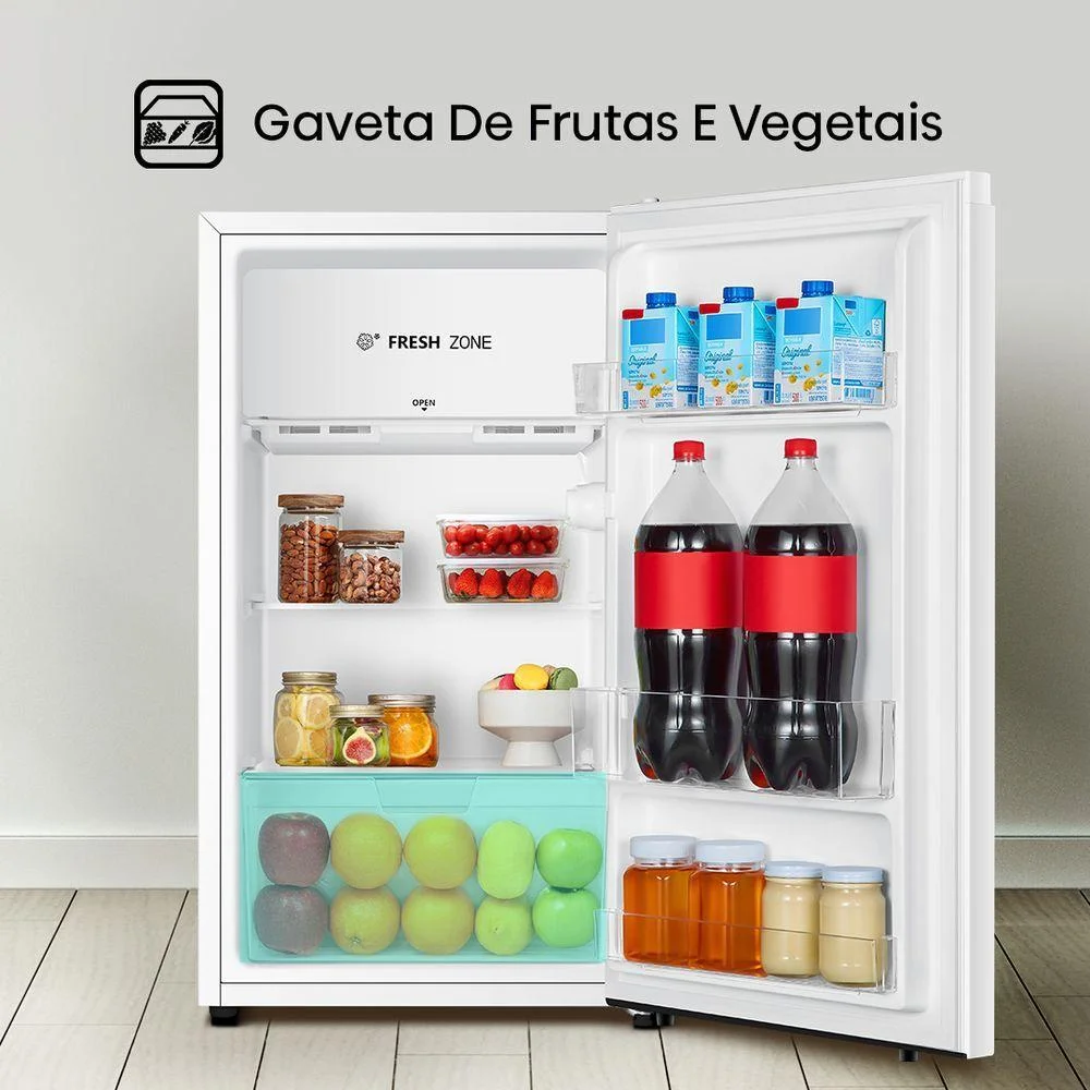 Imagem 2 de 5 do produto Frigobar Hisense 90 Litros Porta Reversível 1 Porta Rr121nw3a-rr121nw2abranco 110v.