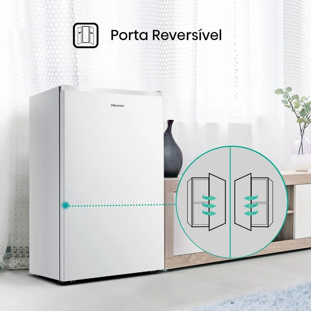 Imagem 4 de 5 do produto Frigobar Hisense 90 Litros Porta Reversível 1 Porta Rr121nw3a-rr121nw2abranco 110v.