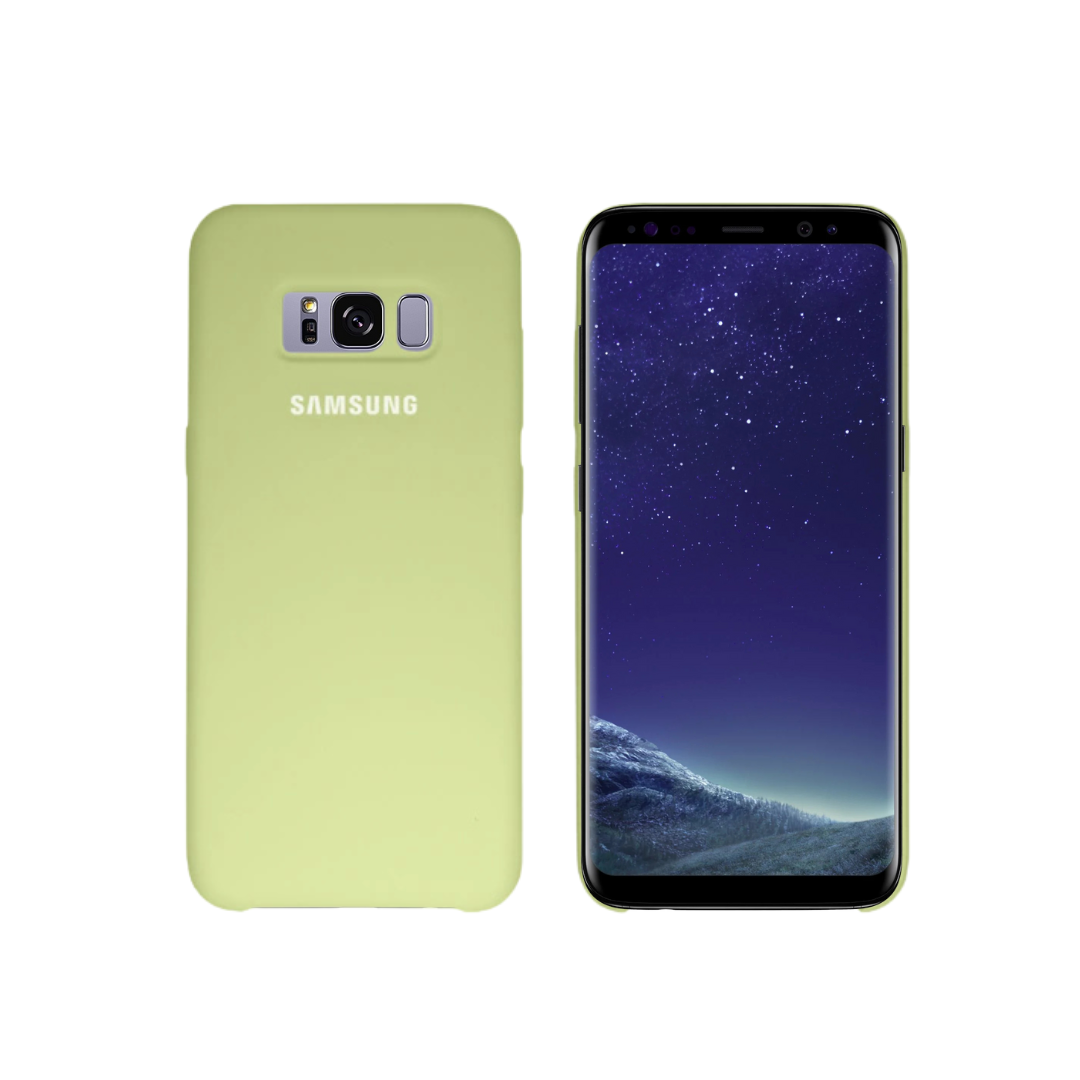Capa Capinha Case Silicone Premium Aveludada Logo Samsung Galaxy Família S8 Verde Oliva