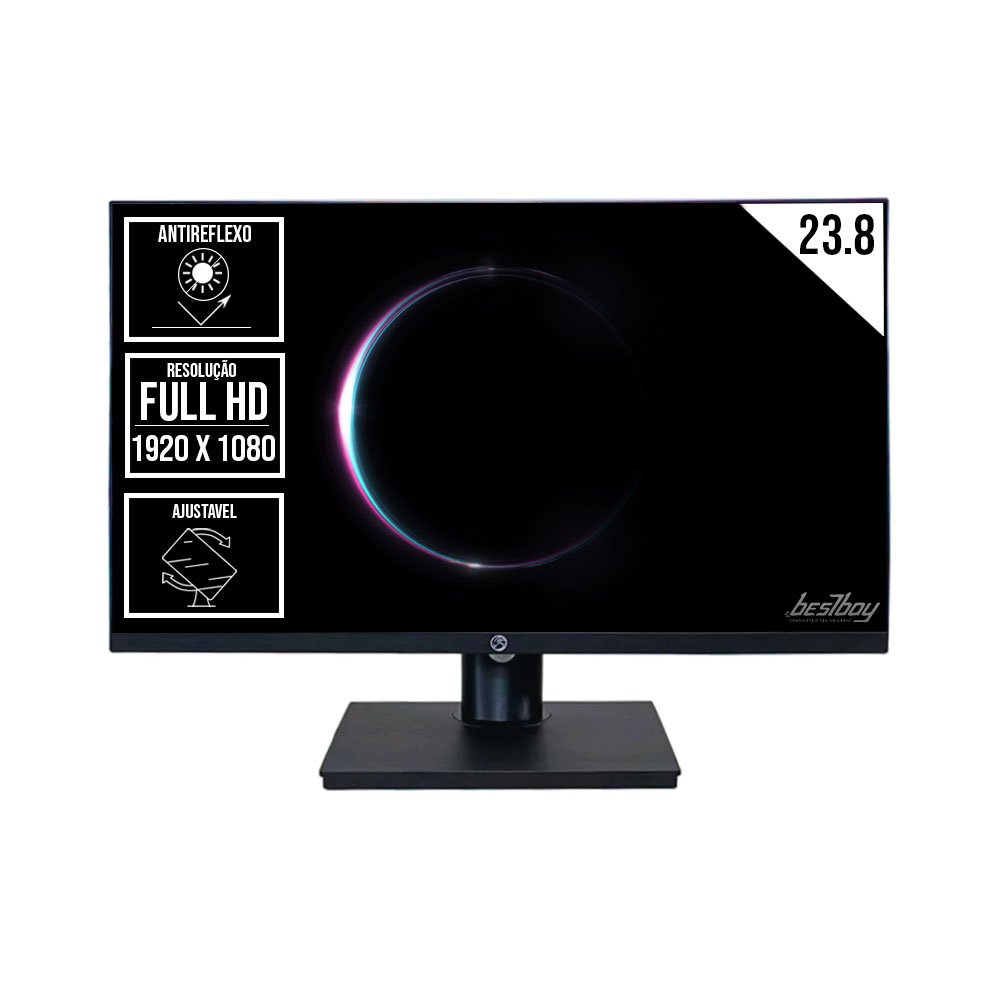 Monitor LED 23.8" Fhd Brazilpc Ergonômico Antirreflexo Frameless 75hz Preto Bpc24sa