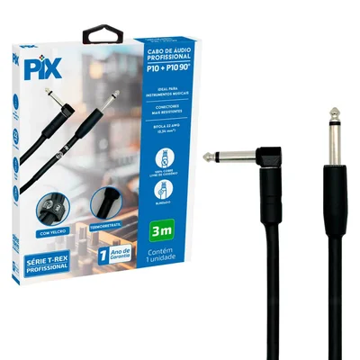 Cabo P10 + P10 90° Mono 100% Cobre P/ Instrumentos 3 Metros