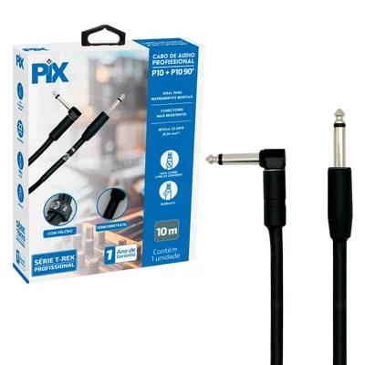Cabo P10 + P10 90° Mono 100% Cobre P/ Instrumentos 10 Metros