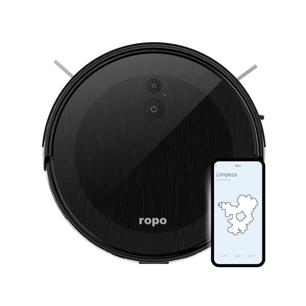 Imagem 3 de 5 do produto Robô Aspirador Ropo Smart Pet + Estação Autolimpante 3 Em 1 Google, Alexa, Controle Por App Preto - 127v