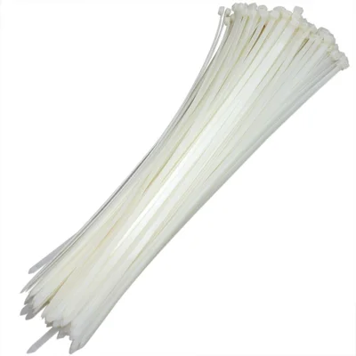 Abraçadeira De Nylon Branco 50 Uni Enforca Organizador De Cabos 380mm X 4.8mm Cinta Plastica