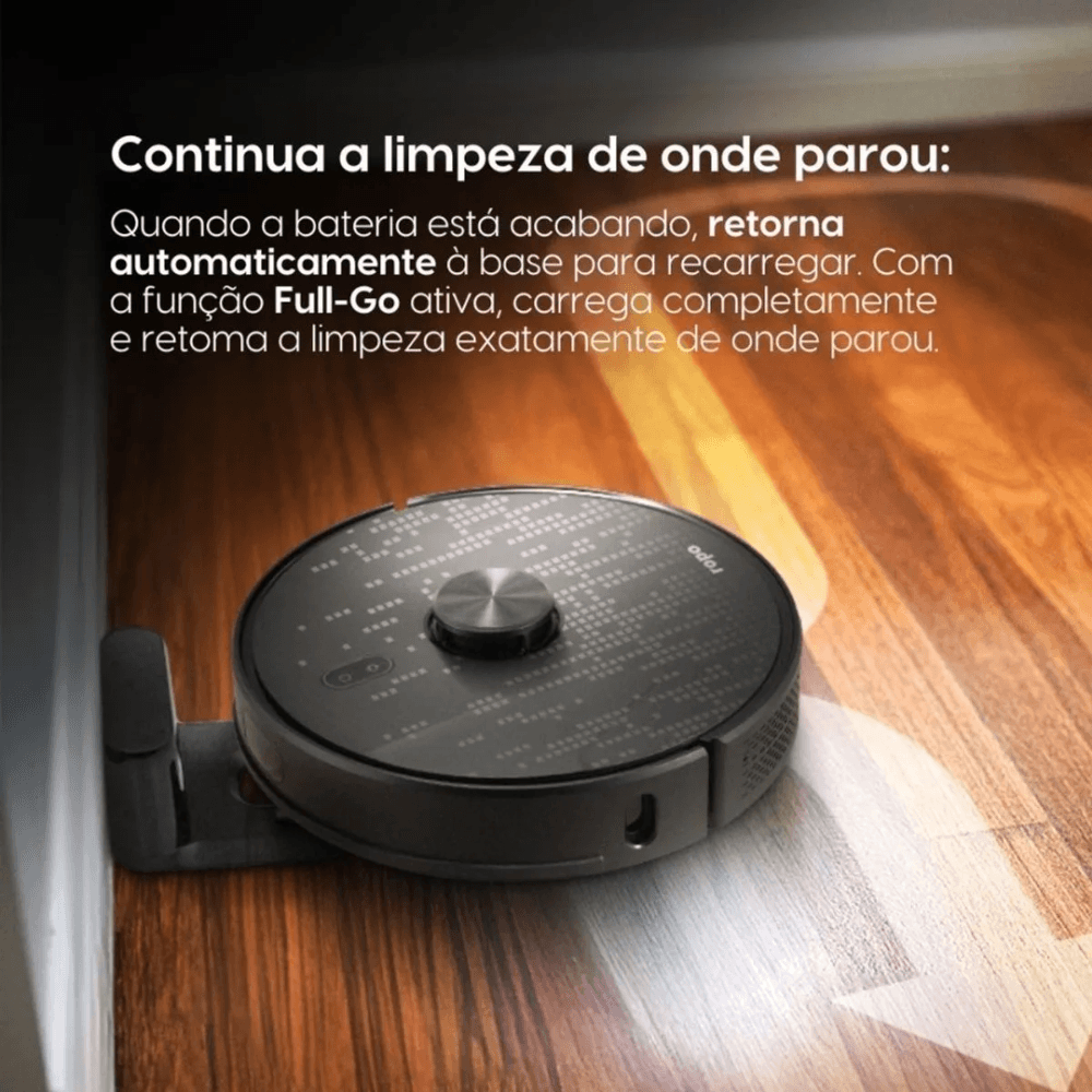 Imagem 4 de 4 do produto Robo Aspirador Ropo Smart Laser Navegação A Laser, App, Google Asistent, Alexa, Varre Aspira E Passa Pano, Preto, Bivolt