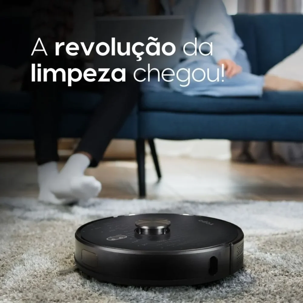 Imagem 2 de 5 do produto Robo Aspirador Ropo Smart Laser Navegação A Laser, App, Google Asistent, Alexa, Varre Aspira E Passa Pano, Preto, Bivolt