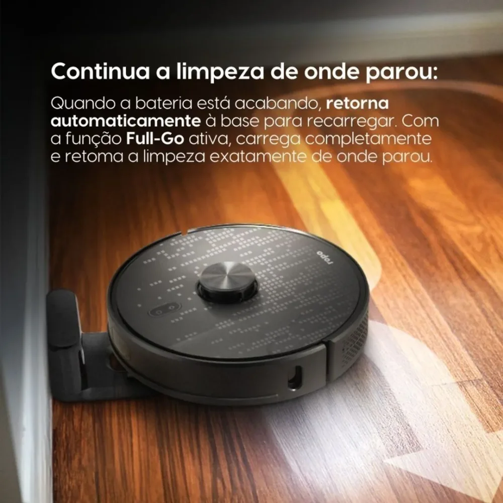 Imagem 4 de 5 do produto Robo Aspirador Ropo Smart Laser Navegação A Laser, App, Google Asistent, Alexa, Varre Aspira E Passa Pano, Preto, Bivolt