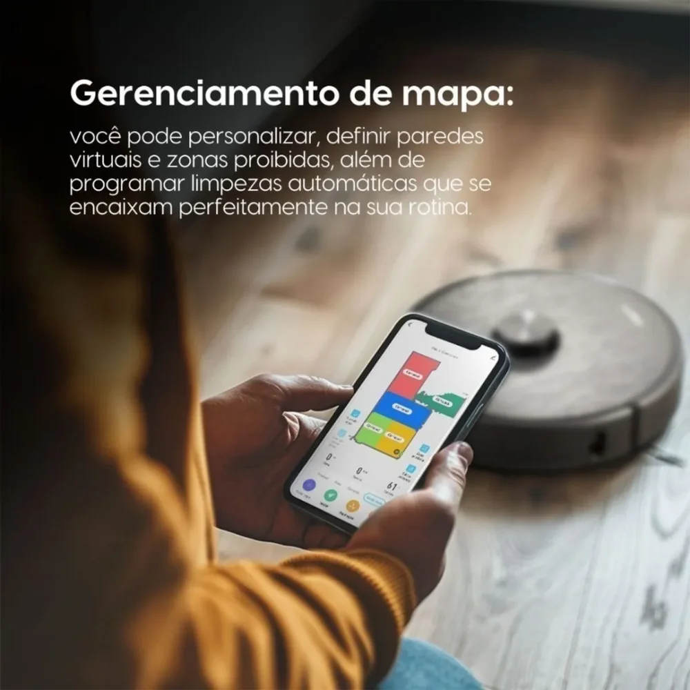Imagem 5 de 5 do produto Robo Aspirador Ropo Smart Laser Navegação A Laser, App, Google Asistent, Alexa, Varre Aspira E Passa Pano, Preto, Bivolt