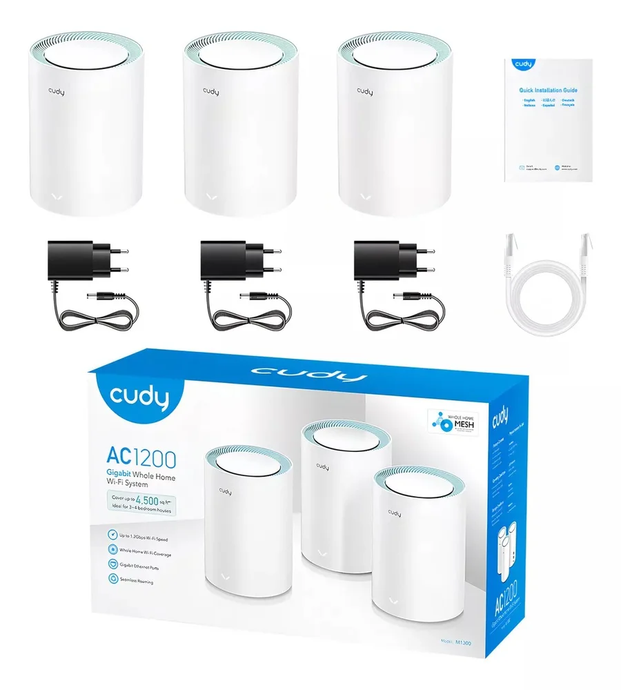 Imagem 2 de 5 do produto Kit 3 Roteador Mesh Cudy Ac1200 Modelo M1300 3.0 Gigabit