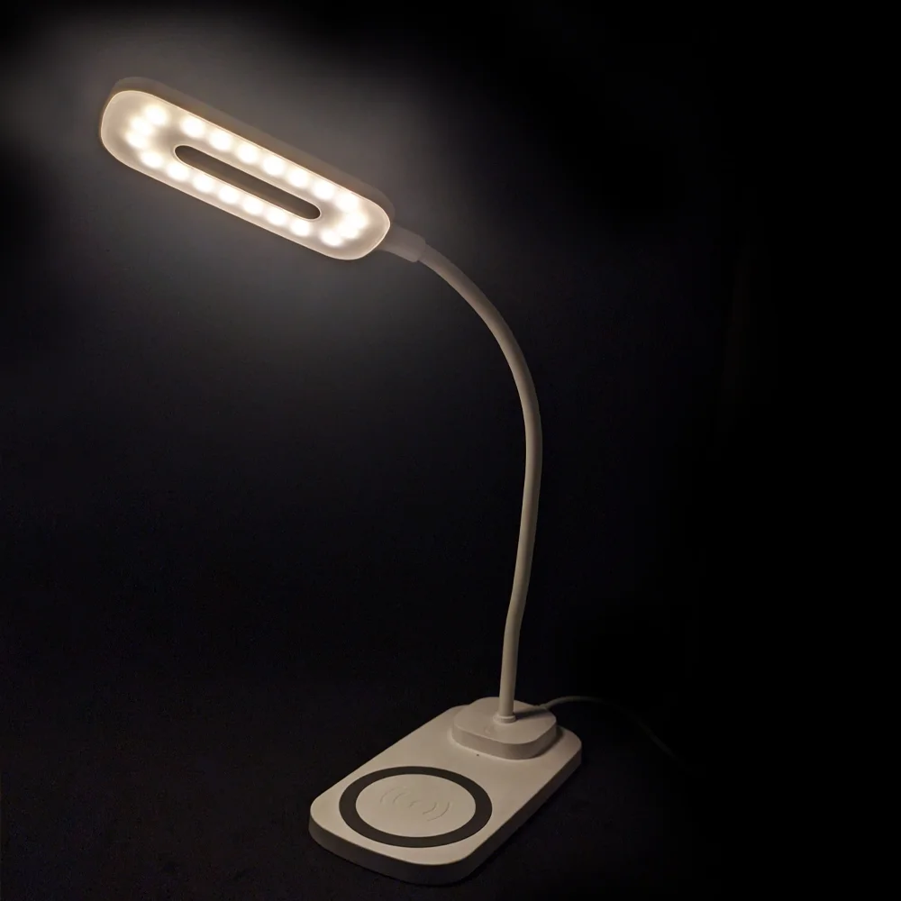 Imagem 2 de 5 do produto Luminaria De Mesa LED Carregamento Sem Fio Induçao Celular Articulavel 3 Cores Touch
