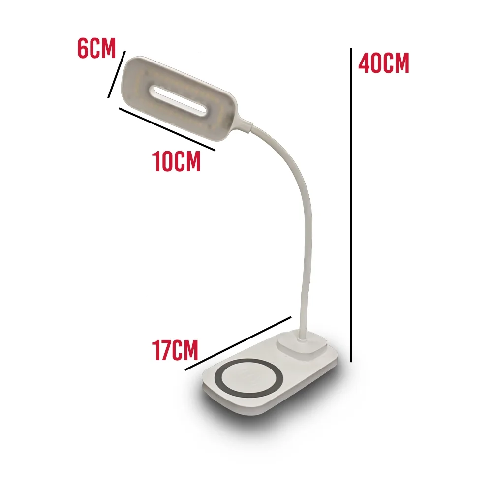 Imagem 4 de 5 do produto Luminaria De Mesa LED Carregamento Sem Fio Induçao Celular Articulavel 3 Cores Touch